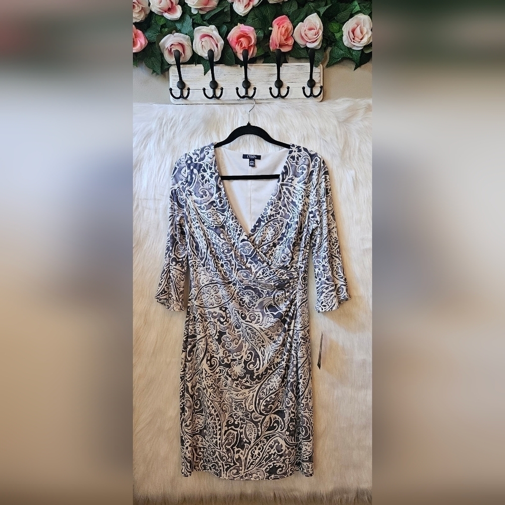Chaps *Rare* Luxury Floral Ruched Midi Dress